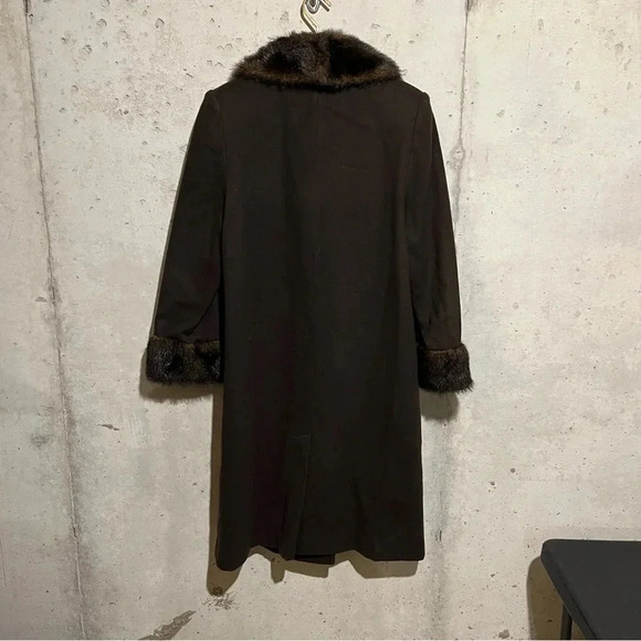 Vtg Jo-D Brown Wool Long Coat Faux Fur Collar Women’s Size Medium M - Picture 5 of 8